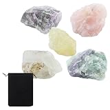 100% Großes Amethyst Rosenquarz Premium Wassersteine Grundmischung Steine 5 Stück Natursteine set Naturbelassene Kristalle Rohsteine 4.5-5 cm