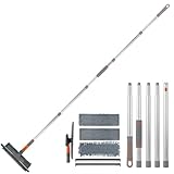 Tendak Fensterwischer mit Teleskopstiel, 3 in 1 Professioneller Fensterabzieher Teleskop Fensterputzer von 23cm bis 200cm Fensterreiniger Glasreiniger für Hohe Fenster im Innen und Außen Dusche Glas