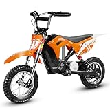CCLIFE Elektro Motorrad Kinder Lithiumbatterie 36V 300W, 8/12/25 km/h, Elektrisch Pocket Bike Dirt Bike, Geschwindigkeit einstellbar, Max.65kg, Orange