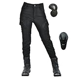 HOMDECR Damen Slim Fit Motorrad Jeans Mit Protektoren Knie Und Hüftprotektoren Stretch Slim Fit Denim Motorradhose Cargo Motorradjeans Schutzhose Biker Pants (4XL)
