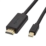 Amazon Basics Mini DisplayPort auf HDMI Kabel, mit vergoldeten Anschlüssen, unterstützt nahtloses Digital-Audio und Full HD-Auflösung, 1.8 m, Schwarz