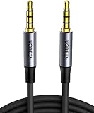 UGREEN Aux Kabel 3.5 Klinke auf 3.5 Klinke Kabel 3.5mm klinkenkabel 4 Polig unterstützt Mikrofon für Headset(CTIA), Handy, Auto Radio, MP3 Player, Lautsprecher, PS4, Xbox One usw.(0.5m)