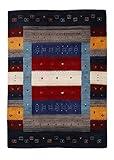 carpetfine Wollteppich Gabbeh Don Multi 80x150 cm | Moderner Teppich für Wohn- und Schlafzimmer