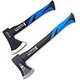 Spaltaxt Spaltbeil Axt Beil Spalthammer Spaltkeil Fiberglas Forst Set - Die Perfekten Werkzeuge für Garten und Wald (Beil 600g + Spaltaxt 1000g)