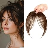 XFSRG Fringe Pony Haarteil Clip in 3D French Fake Synthetischer Bangs Nahtlos Unsichtbar Clip One Piece Ponys für Frauen(Hellbraun)