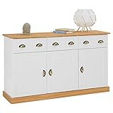 IDIMEX Sideboard Paris aus Kiefer massiv in weiß/braun, schöne Kommode mit 3 Türen, praktische Apothekerkommode mit 3 Schubladen