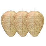 3 Stück Wespennest Attrappe Wetterfest, Hornissennest Attrappe, Künstliches Wespennest, Wespen Nestbau Verhindern, Aufhängen Falsches Wespennest für Vertreibe Wespen vor Haus und Garten