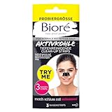 Biore Oil Control Tiefenreinigende Nasen-Clear-Up-Strips - Lieferumfang: 3 Nasenstreifen - Mitesserentferner - Mit Aktivkohle - Verfeinern das Hautbild sichtbar - Try Me Pack