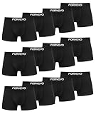 FORVEVO Unterhosen Männer Boxershorts Herren Baumwolle 12er Pack Unterwäsche Retroshorts - Atmungsaktive, Gummibund (12x Schwarz, XL)