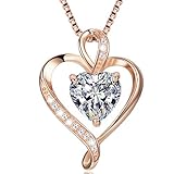 LAVUMO Herzkette 925 Silber Rosegold Gold Damen Halskette - Herz änhänger Silber Kette Damen Schmuck Geschenk für Frau Frauen MaMa Freundin an Geburtstags Weihnachten Valentinstag Hypoallergen Ketten