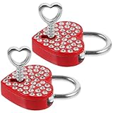 Ipetboom 2 Stück Kleines Herzförmiges Vorhängeschloss aus Legierung mit Strass Rostbeständig Paar Liebesschloss für Reisen und Spind