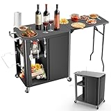 Rollbarer Grillwagen mit Stauraum, erweiterbare Arbeitsplatte (L x B) für Blackstone Grillplatte, Pizzaofen, Grill-Barwagen, modulare Outdoor-Kücheninsel für Garten, Terrasse, Küche, Campingplatz