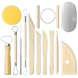 13 Stück Modellierwerkzeug Keramik Werkzeug DIY Kit, Sculpting Modelliermasse Lufttrocknend Tools, Holz, für Modellbau Schnitzarbeiten Kerzenherstellung, Handwerk Töpfer Tonschnitz