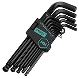 DISEN 13-teiliges Innensechskantschlüssel-Set, metrische Größe mit Kugelende, 1,27-10 mm, langes Armkugel-Design, Chrom-Vanadium-Stahl
