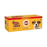 Pedigree Gemischte Selektion in Sauce – Hundenassfutter im Portionsbeutel – Hundefutter in Sauce mit Lamm – Rind – Ente – Großpackung (40 x 100g)