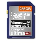 Integral SD Karte 256GB 4K Ultra-HD Video Premium High Speed Speicherkarte SDXC Bis zu 100MB/s SDXC V30 UHS-I U3 Class 10 SD Speicherkarte SD Card