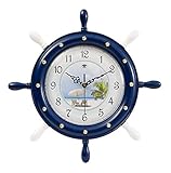 Wanduhr Wanduhren Massivholz Wanduhr Mediterrane Uhr Wohnzimmer Home Fashion Wanduhr Moderne Schlafzimmer Silent Clock Wanduhr modern wanduhren Wohnzimmer (Color : Blue, Size : 45cm)