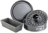 Rosenstein & Söhne Springform: 5-teiliges antihaftbeschichtetes Backformen-Set mit 3 Kuchenformen (Brotbackform, Kastenform, Backpapier)