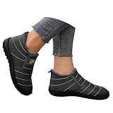 2026 Teenager Mädchen Damen Winter Stiefeletten Mode Wandern Walking Kniehoch Wildleder Leicht zu reinigen Regentage City Biker Frauen Chunky Lug Sohle Reißverschluss Schnalle, grau, 36.5 EU