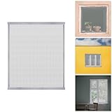Fliegengitter für Fenster, Fliegenschutz Alurahmen Fenster Mückengitter Insektenschutz mit Starkem Klettband, Mückenschutz ohne Bohren, Selbstklebend Fliegengitter zuschneidbar (Weiß, 140x150cm)