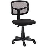 Vinsetto Bürostuhl Ergonomischer Schreibtischstuhl, Höhenverstellbarer Drehstuhl, Platzsparend Gepolstert Computerstuhl für Arbeitszimmer, Büro, Schwarz