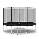 Baunsal® Trampolin Outdoor Ø 305 cm (EXD) schwarz als Komplettset mit Federabdeckung, Sprungmatte, Netz und Leiter - Gartentrampolin Spielzeug für Kinder