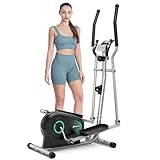 Dripex Crosstrainer für zuhause, Ultraleiser und Glatter Ellipsentrainer für zuhause mit 16-stufiger Widerstand, 6KG Internes Magnetisches Schwungrad, Pulssensor, LCD Monitor, Flaschenhalter (Grün)