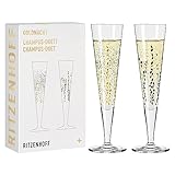 Ritzenhoff 6031005 Champagnerglas 200 ml - Serie Goldnacht Duett - 2x Designerstück mit Echt-Gold - Made in Germany