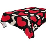 SyXIOP Modische Weihnachtstischdecke mit rotem Herz, Leopardenmuster, abwischbar, für Küche und Esszimmer, Herbstdekoration, 1,8 m - 2,4 m, stabile Herbstdekoration, Couchtischdecke, Einpackung, Größe