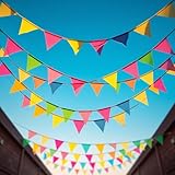 100 Meter Wimpelkette bunt - XXL Girlande aus Stoff in bunten Farben zu Deko für Party & Dekoration Indoor & Outdoor