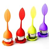 Gwolf teeei für losen tee 4 Stück tee ei sieb, teesieb für losen tee mit Silikon-Griffen (nicht heiß), teeei edelstahl, gewürzei, einfach zu säubern tea strainer, teefilter für losen tee