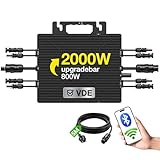 BLZLDD 2000W Wechselrichter, Solar Mikrowechselrichter mit WLAN & Bluetooth, App-Fernüberwachung, IP67 Wasserdicht Wechselrichter, mit 5 m AC-Kabel für Balkonkraftwerk
