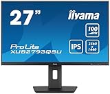 iiyama Prolite XUB2793QSU-B6 68,5cm 27' IPS LED-Monitor WQHD 100Hz HDMI DP USB3.2 Slim-Line Höhenverstellung Pivot FreeSync schwarz