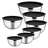 Rührschüssel-Set, rutschfest, Nistschüsseln, 7-teilig, runde Küchenhelfer mit luftdichtem Deckel, Lebensmittelzubereitungsschüsseln für Salat, Soße, Getreide, Eier, Teig, Obst, Aufbewahrung zu Hause