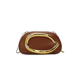 Kexpery Umhängetasche aus PU-Leder aus PU-Leder und abnehmbarem Riemen, Dekoration, Metall, Dekoration, Handtasche, für Party, Hochzeit, braun