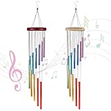 NINGYER 2 Stücke Windglockenspiel, Hängend Glockenspiel Windspiel Mit 24 Metallrohre für Garten Balkon Terrasse Hinterhof Home Decor (Regenbogenfarben)