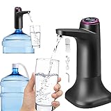 Elektrischer Wasserspender, doppelter Vorsatz mit Halterung, Pumpe für Wasserflasche, automatisch, mit USB-Aufladung, für Universal-Flasche von 2-5 Gallonen, Camping, Schule, Büro, Zuhause (Schwarz)