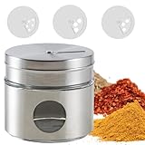 PARENCE.- Gewürzspender aus Edelstahl - Multifunktionsglas mit verschiedenen Löchern für Salz, Pfeffer, Curry, Schnittlauch - 6 x 5 x 5 cm