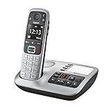 Gigaset E560A - Schnurloses Senioren DECT-Telefon - Mobilteil mit Anrufbeantworter - Farb-Display - Freisprechfunktion, Grosse Tasten, Telefon mit SOS Taste, Analog Telefon, platin [Deutsche Version]