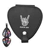 Gitarren Pick Halter Etui mit 22 Steckplätzen, 12x14cm/4,7x5,5 Zoll PU Leder Gitarren Plektrum Tasche Pack Celluloid Picks Aufbewahrungstasche Box Geschenk für Akustik Elektro Gitarre Bass Ukulele