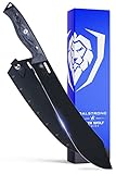 DALSTRONG Bull Nose Butcher Breaking Knife - 25 cm - Delta Wolf Series - High Chromium 9CR18MOV Steel - Black Titanium Nitride Coating - G10 Camo Handle - Leather Sheath