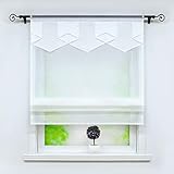 Joyswahl Voile Raffrollo Modernes Bändchenrollo mit farbigem Abschluss »Anita« Wohnzimmer transparent Gardinenschal mit Tunnelzug BxH 80x140cm Weiß 1er Pack