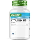 Vitamin B5 (Pantothensäure) - 500 mg - 365 Tabletten - 1 Jahr Vorrat - Hochdosiert - Ohne unerwünschte Zusätze- Vegan