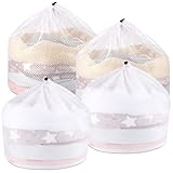 Dntorx 4 Stück Wäschenetz für Waschmaschine, Wäschesack Waschmaschine Wäschebeutel Laundry Bag mit Kordelzug für Hemden Pullover Mäntel Jeans Unterwäsche Babykleidung (40x50cm/50x60cm)