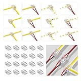 Silkwish 20 Stück 2 Polig 8mm LED Verbinder – COB/SMD LED Streifen Connector 2 Pin Eckverbinder, 8 Verbindungsarten (L/T-Form) – Lötfreier LED Strip Connector für SMD/COB Streifen
