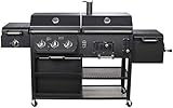 Kombigrill Arizona Gasgrill und Holzkohlegrill von EL Fuego®, inkl. Infrarotbrenner, mit verchromten Warmhalterosten, 6-stufig höhenverstellbar, 2 Thermometer, 3 Garkammern, 4 RäderSmoker BBQ, AY 534