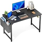 Computertisch – 119,9 cm Bürotisch, Schreibtisch mit Stauraum und Haken, Arbeitstisch aus Holz für Schlafzimmer, PC-Schreibtisch für Heimbüro, moderner Schreibtisch für 2 Personen, Schwarz