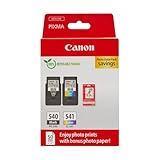 Canon Tinte & Papier Multipack - PG-540/CL-541 Original Drucker-Tintenpatronen 2er-Pack (1 x Schwarz, 1 x Farbe) & 4x6 Fotopapier (50 x Blatt) - Kompatibel PIXMA Druckern