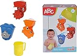 Simba 104019578 - ABC Badespielset, 3 verschiedene Wasserspielaktivitäten, jeweils mit Saugnapf, 1 Becher, 4 Teile, Gesamthöhe 30cm, ab 18 Monate