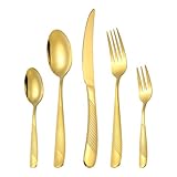 QUARKZMAN 1 Set Edelstahl Besteck Set Gold Besteckset Enthält Messer Löffel Gabeln Für Zuhause Küche Restaurant